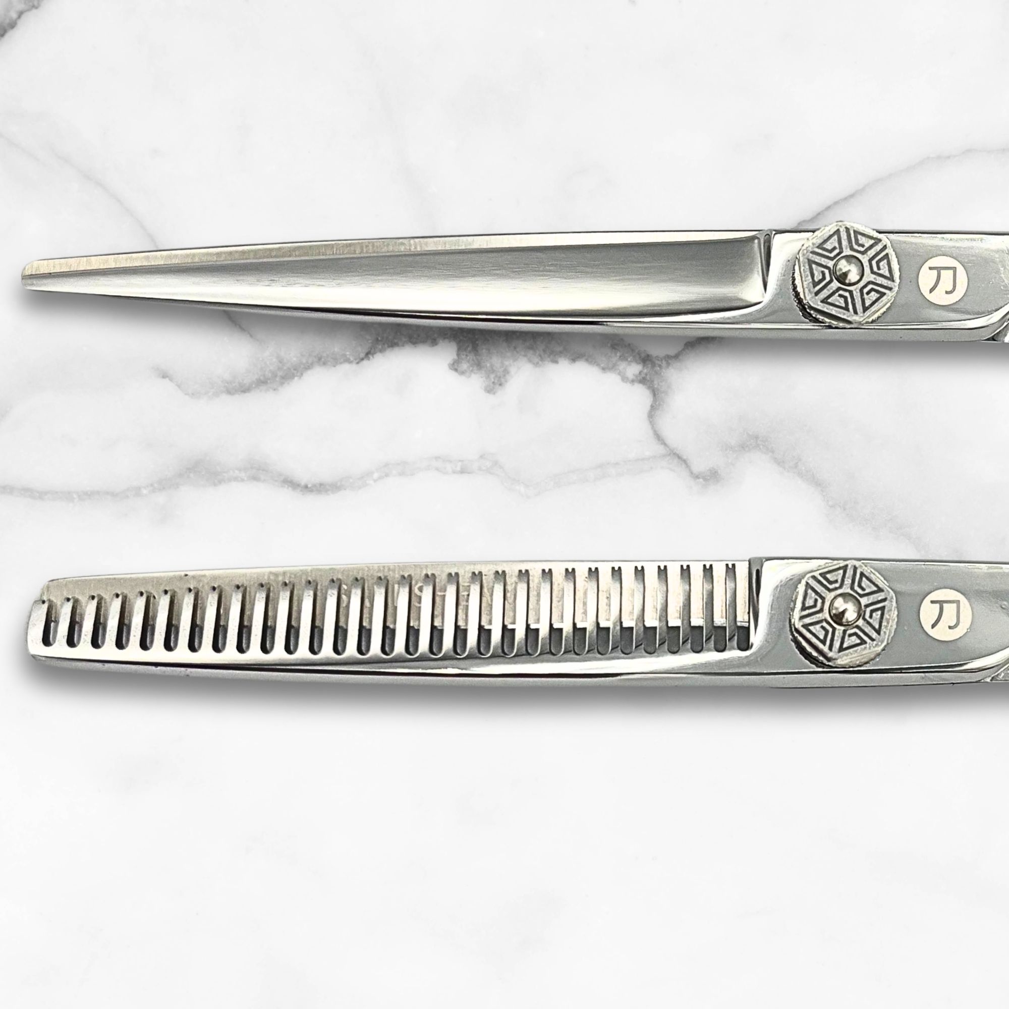 Saki Shears Kohana Engraved Steel Hair Shears Set (Hair Cutting and Thinning Shears) - Return