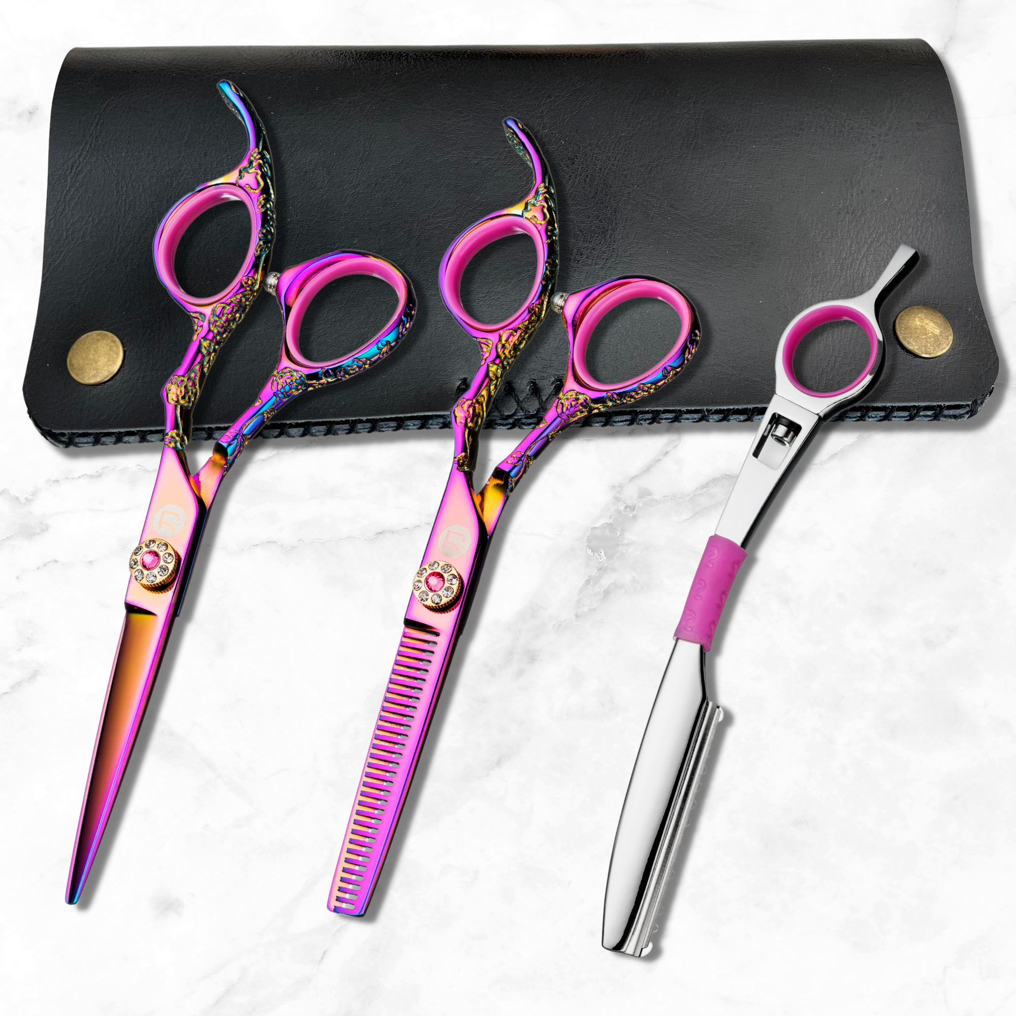 Kohana Pink Hair Shears Set (Hair Cutting and Thinning Shears)