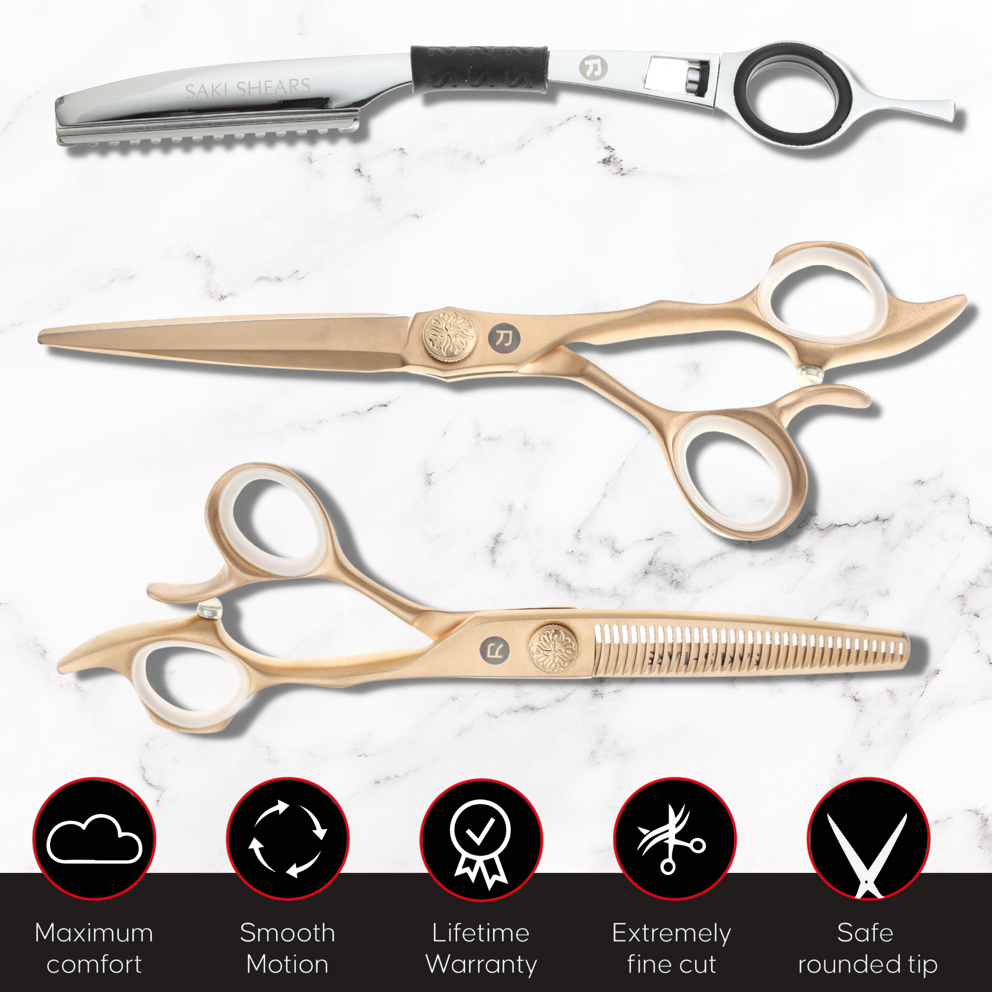 Premium Gold Hair Shears Set (Hair Cutting and Thinning Shears)