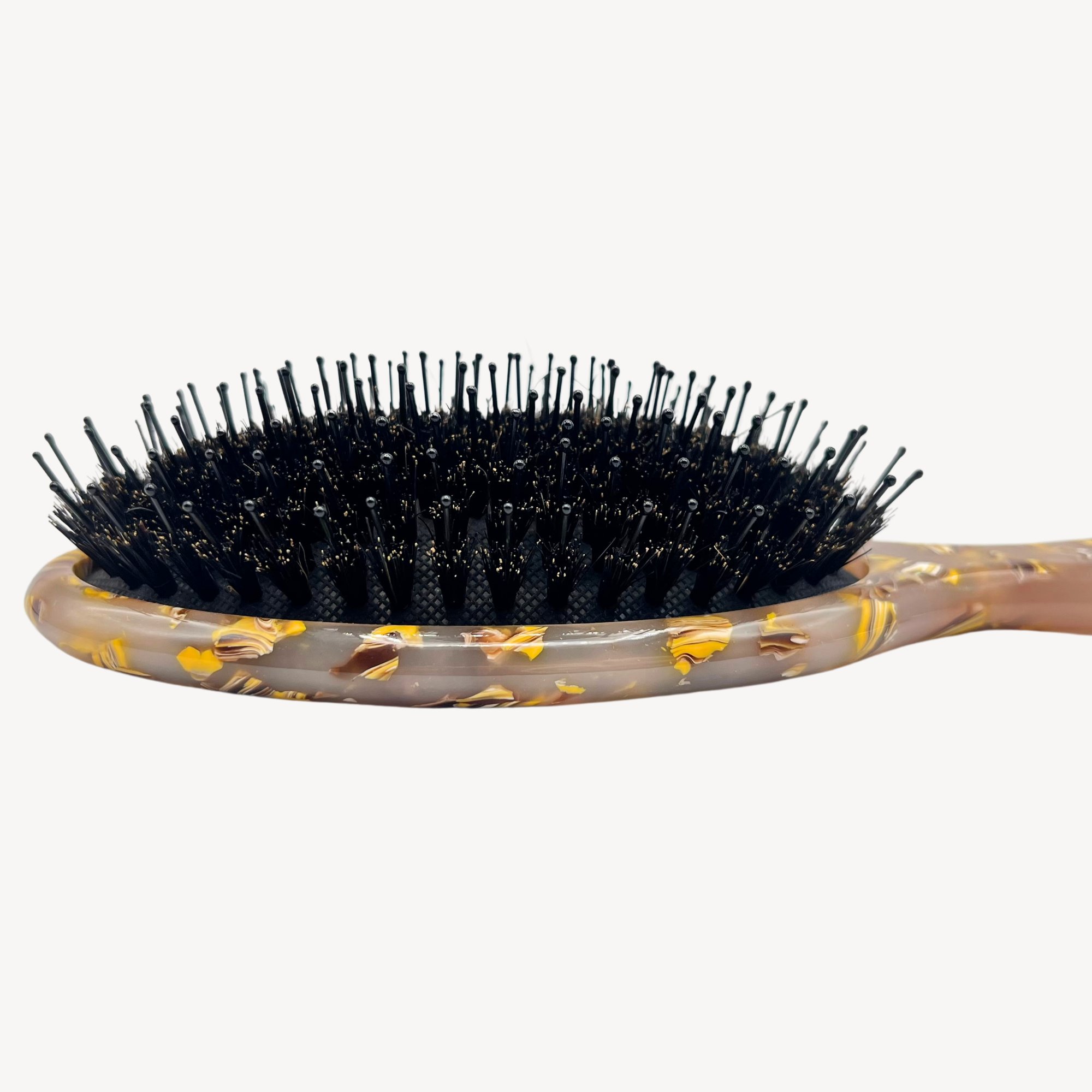Boar Hair & Nylon Bristle Brush - Pink and Yellow
