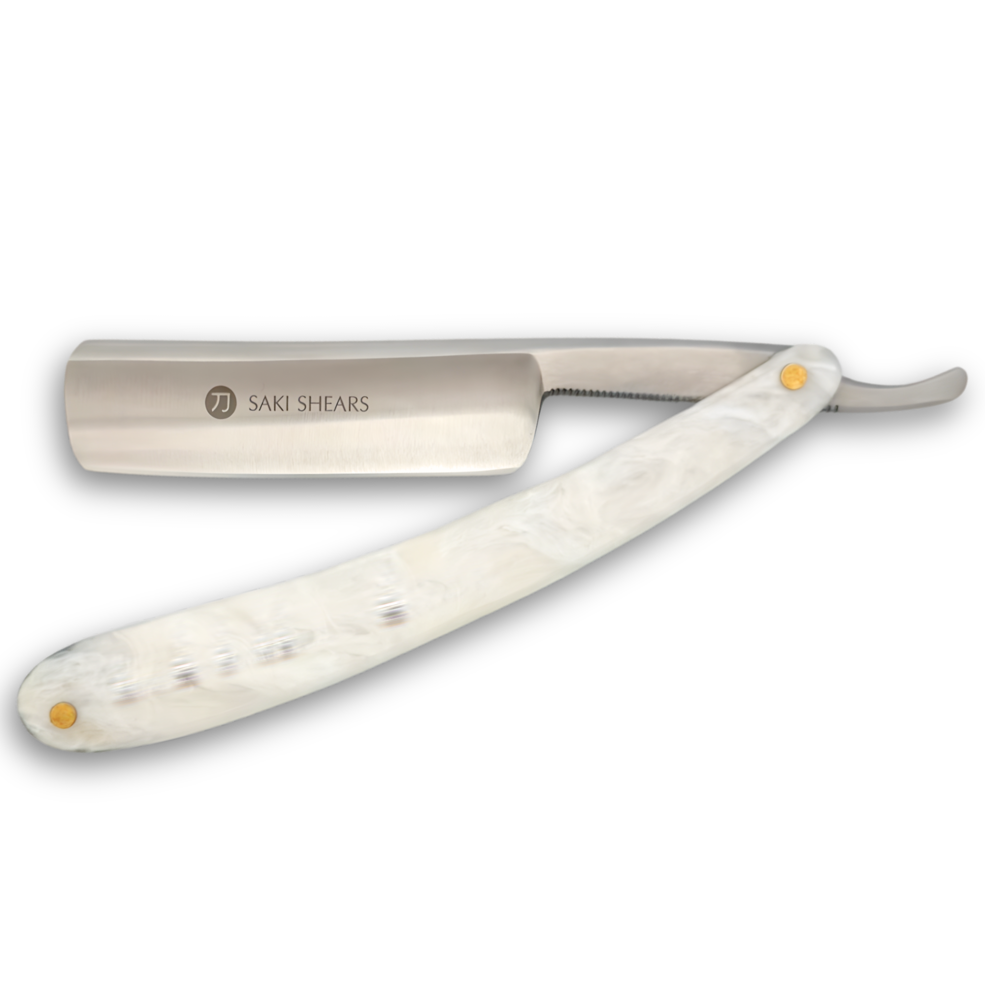 Straight Edge Shave Saki Epoxy Carbon Series - White Pearl