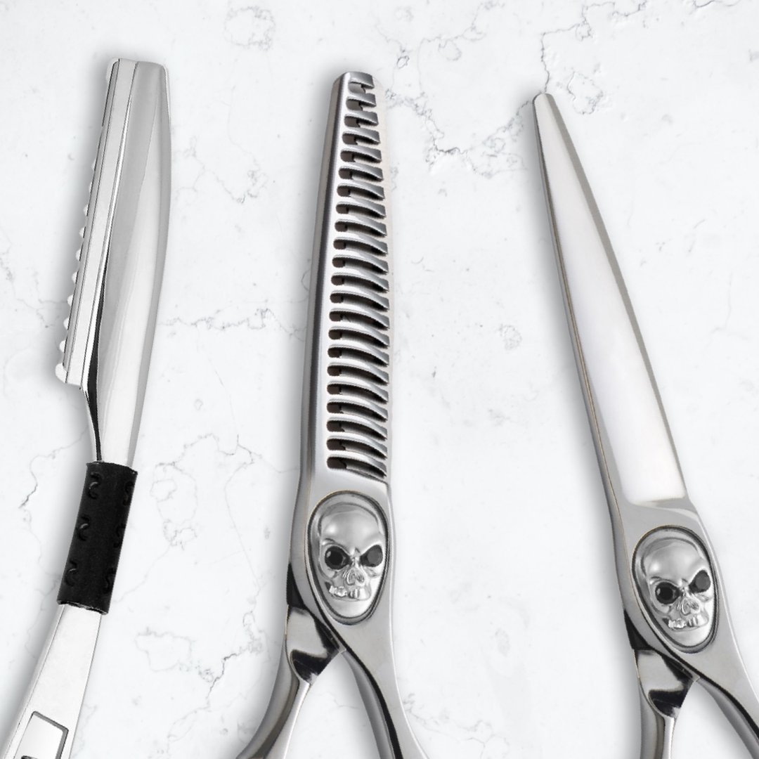 Tachi Skull Barber Set (Hair Cutting and Thinning Shears)