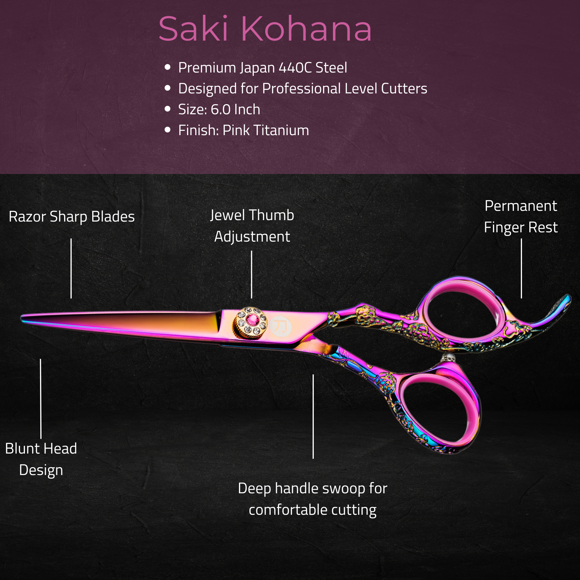 Kohana Pink Hair Cutting Shears/Scissors