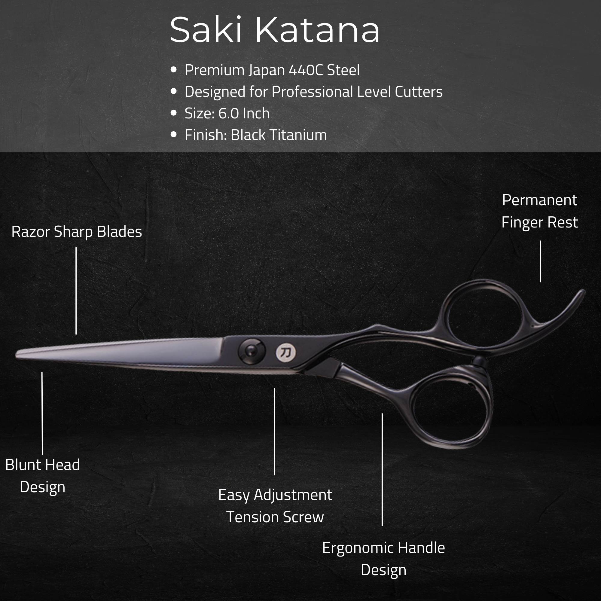 Saki Katana Japanese steel professional hair cutting shears