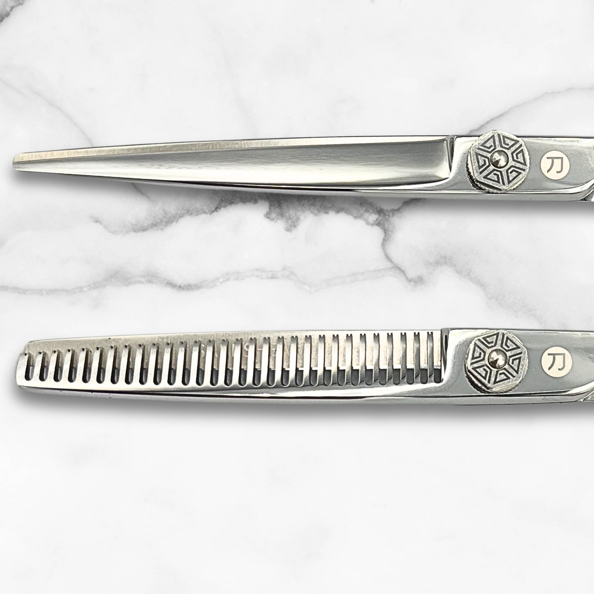 Saki Shears Kohana Engraved Steel Hair Shears Set (Hair Cutting and Thinning Shears) - Return