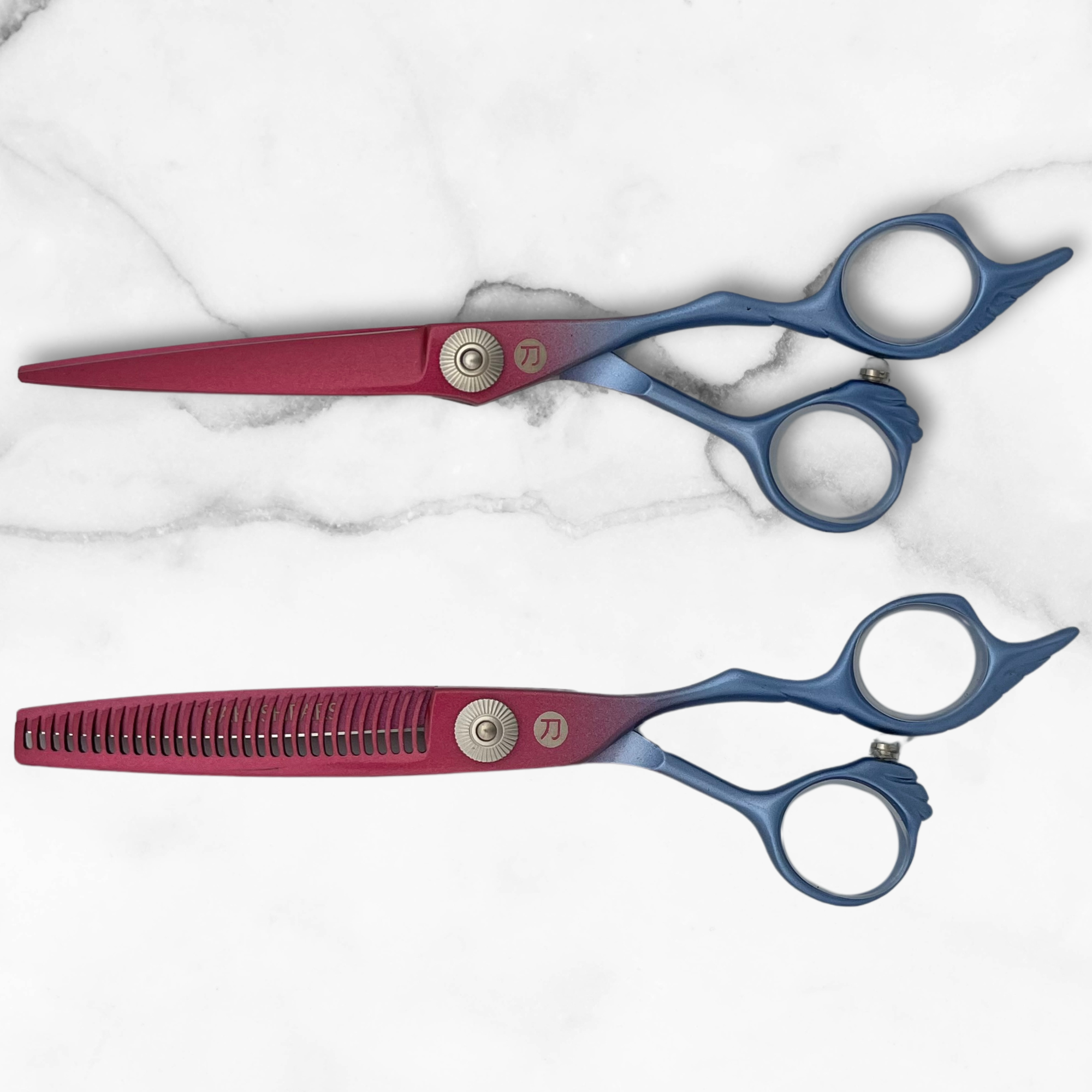 6" Rainbow Red and Blue Hair Shears Set