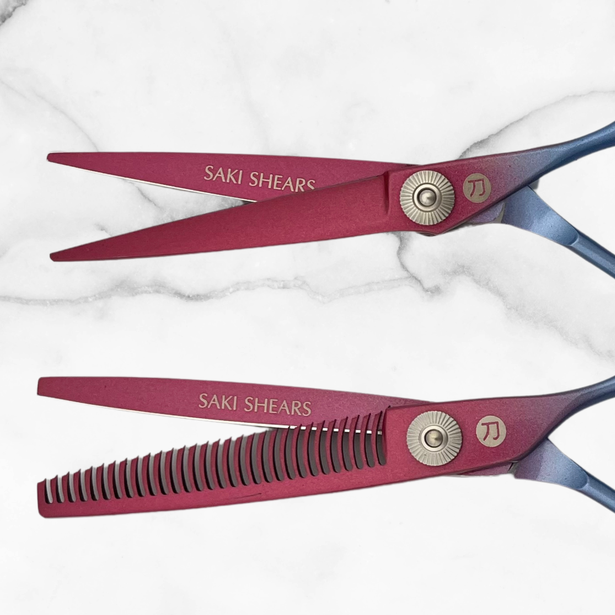 6" Rainbow Red and Blue Hair Shears Set