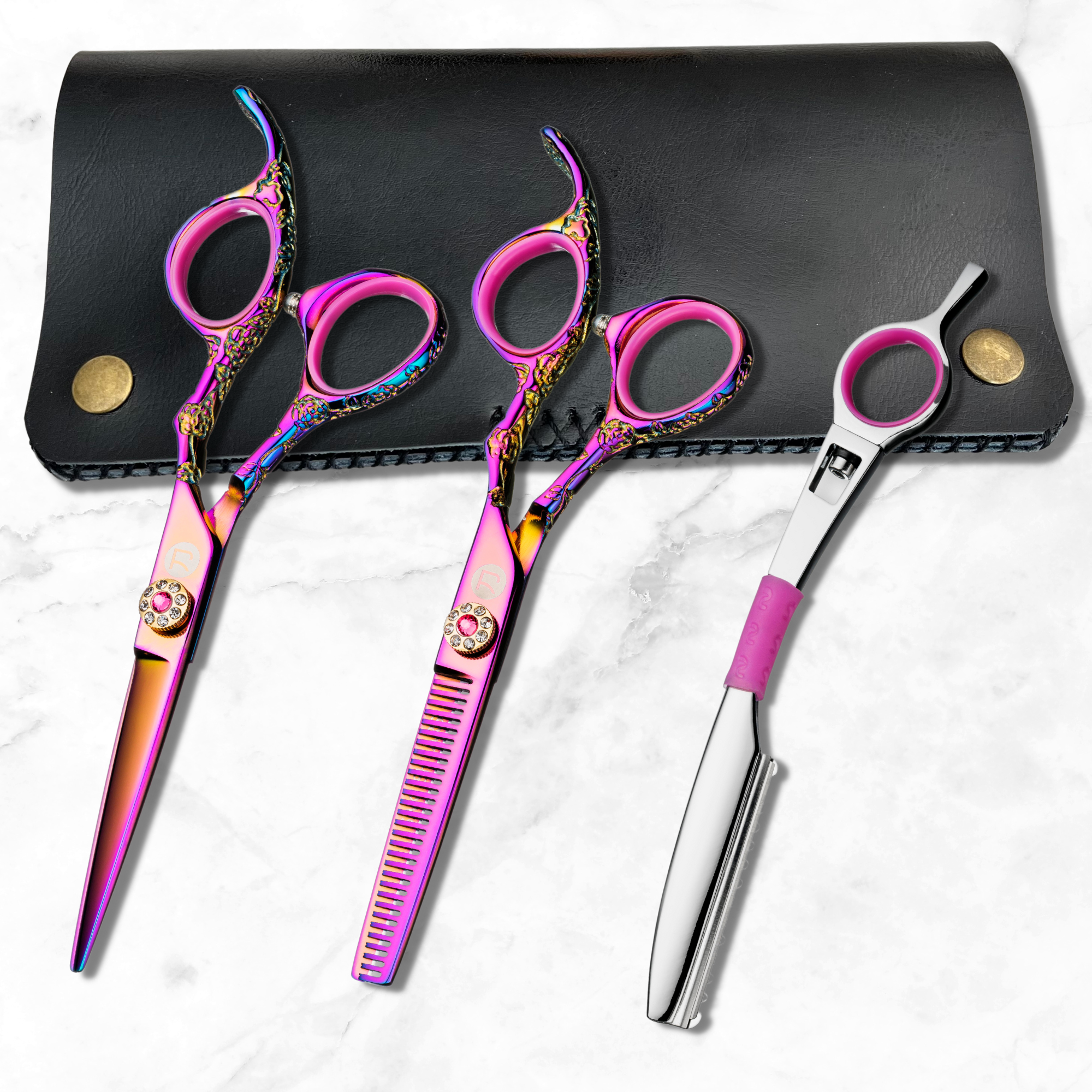 Kohana Pink Hair Shears Set (Hair Cutting and Thinning Shears) - Return