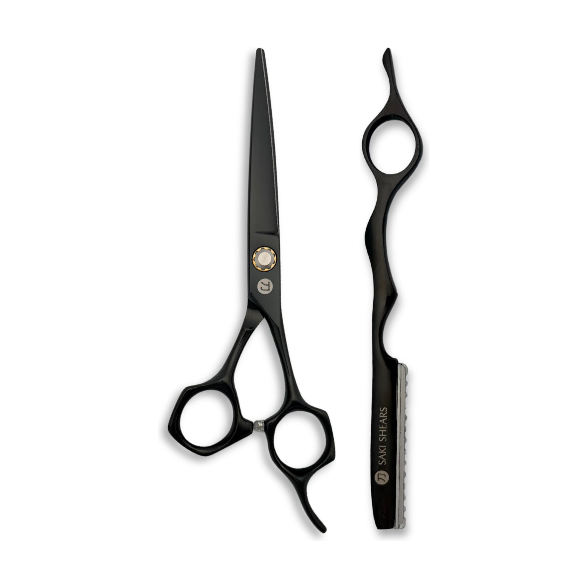 Musashi 6" Hair Cutting Shears & Matching Razor Set — Black