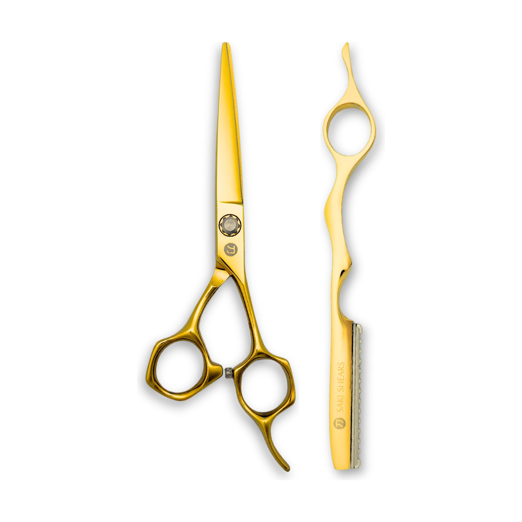 Musashi 6" Hair Cutting Shears & Matching Razor Set — Gold