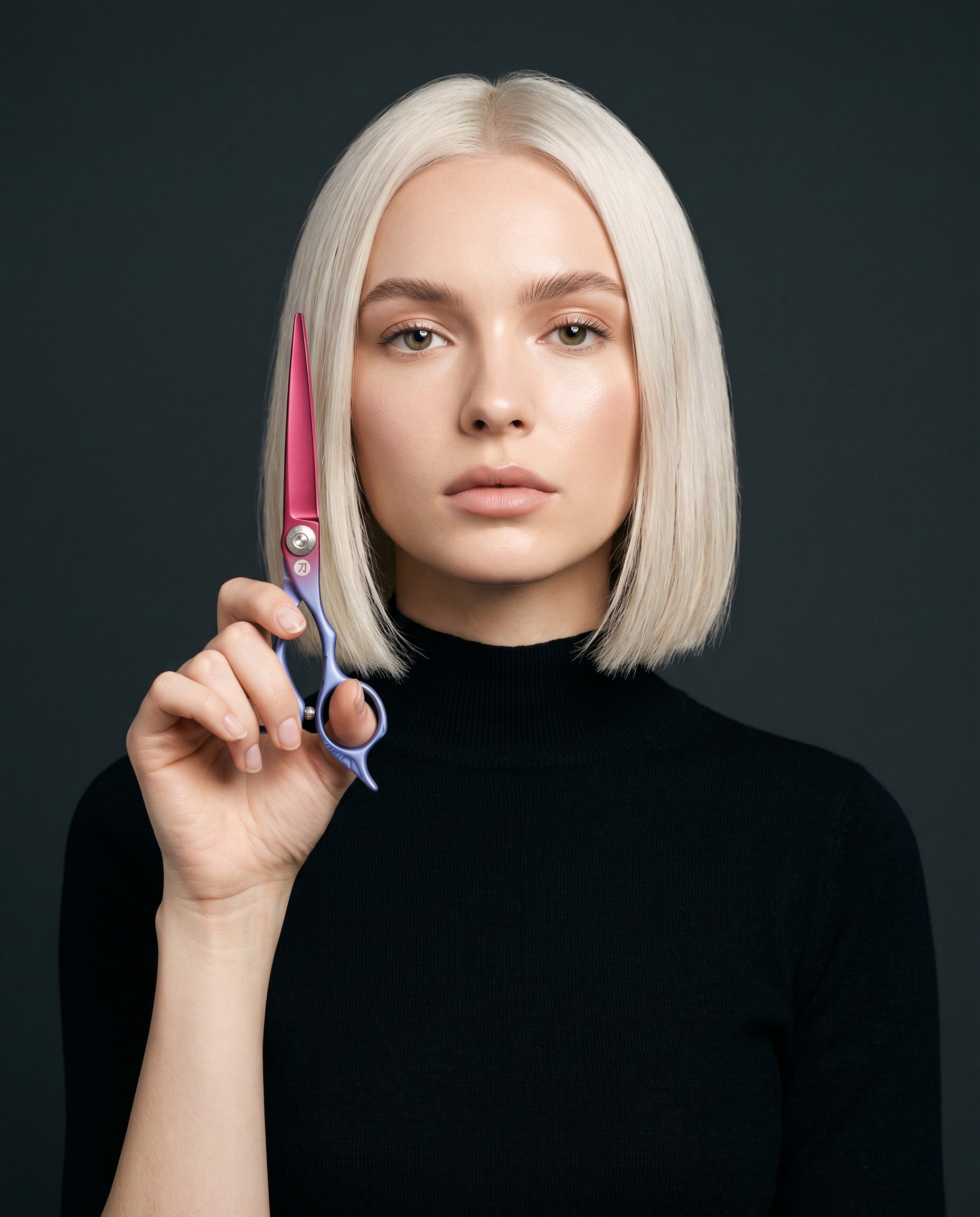 Juego de tijeras para el cabello de 6" en colores rojo y azul arcoíris