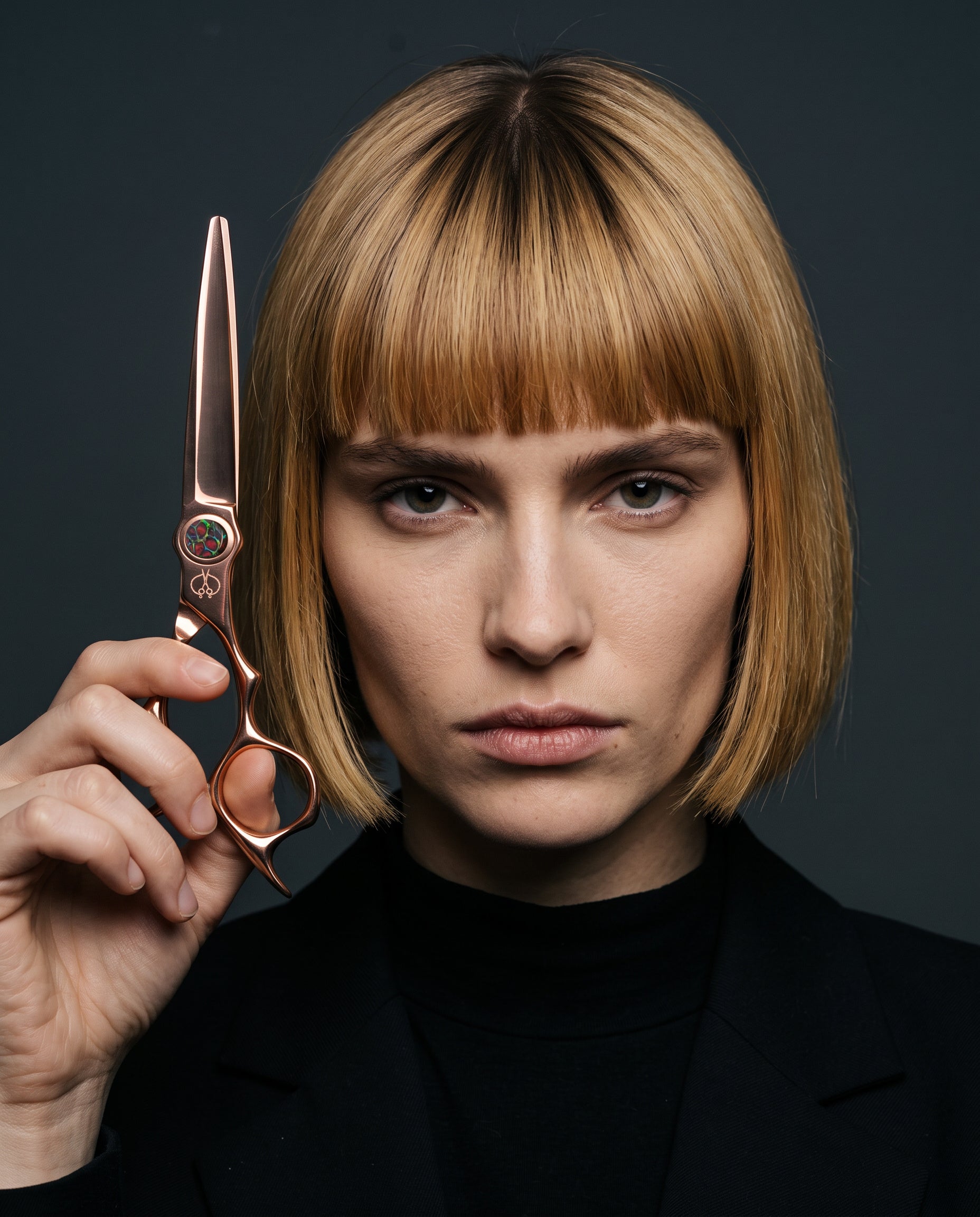 6 Inch Rose Gold with Gem Hair Shears Set