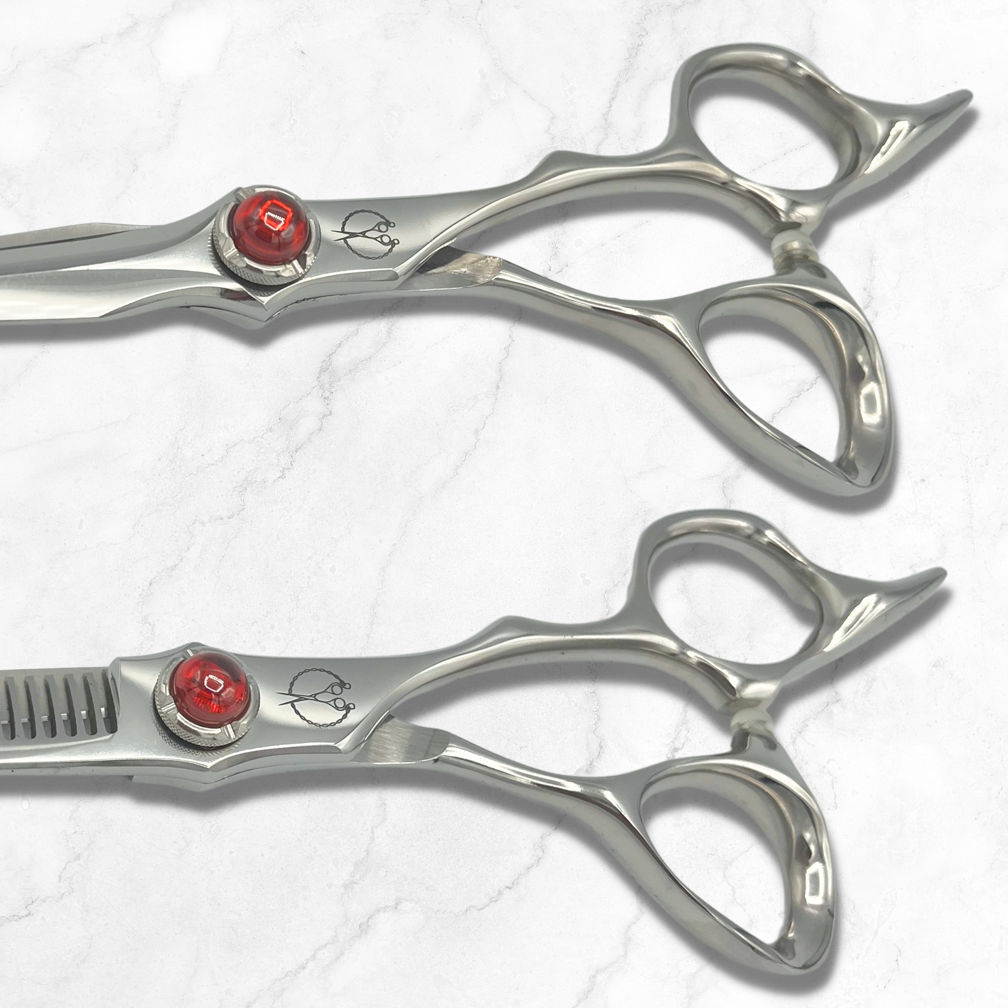 5.5 Inch Steel Hair Shears Set Red Moon