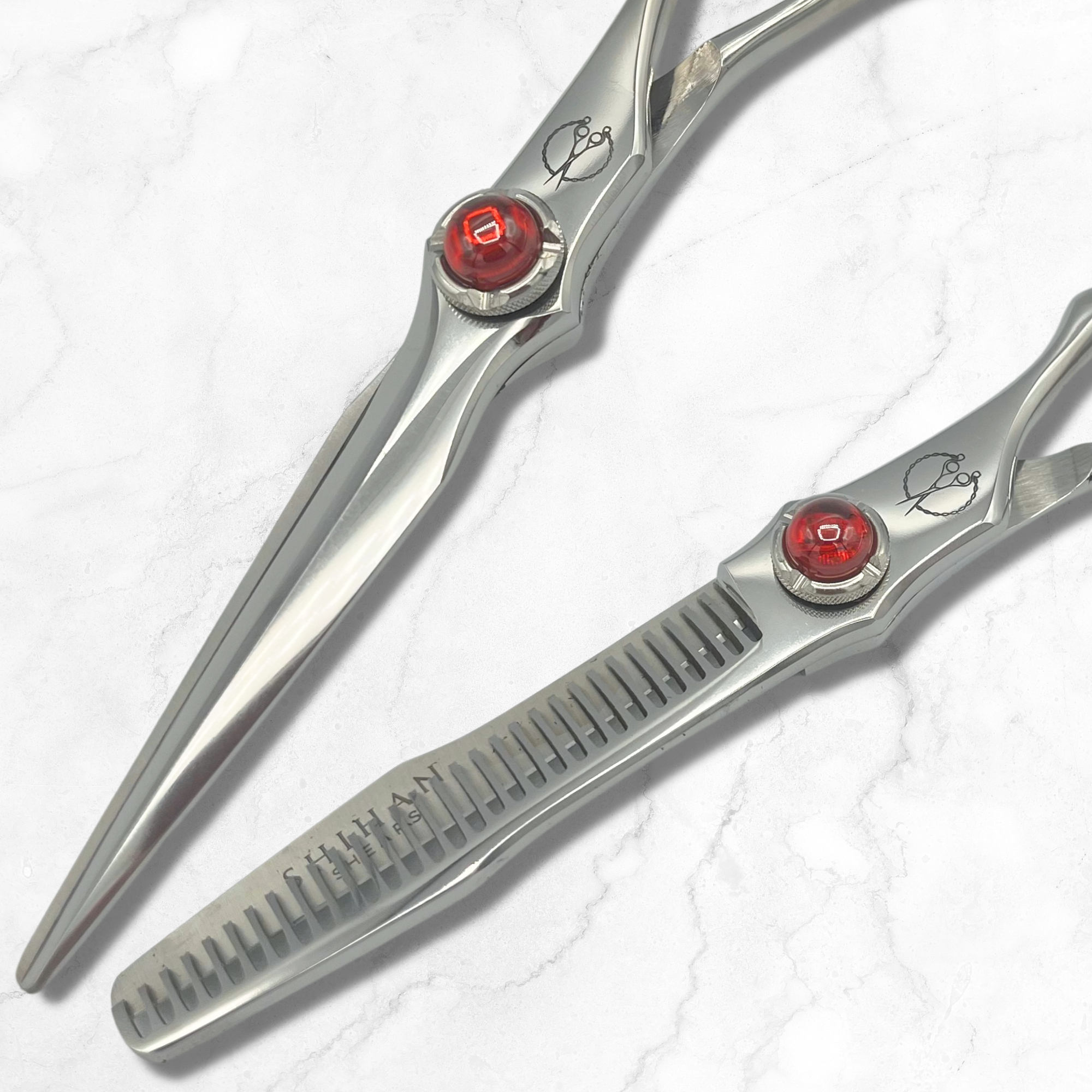 5.5 Inch Steel Hair Shears Set Red Moon