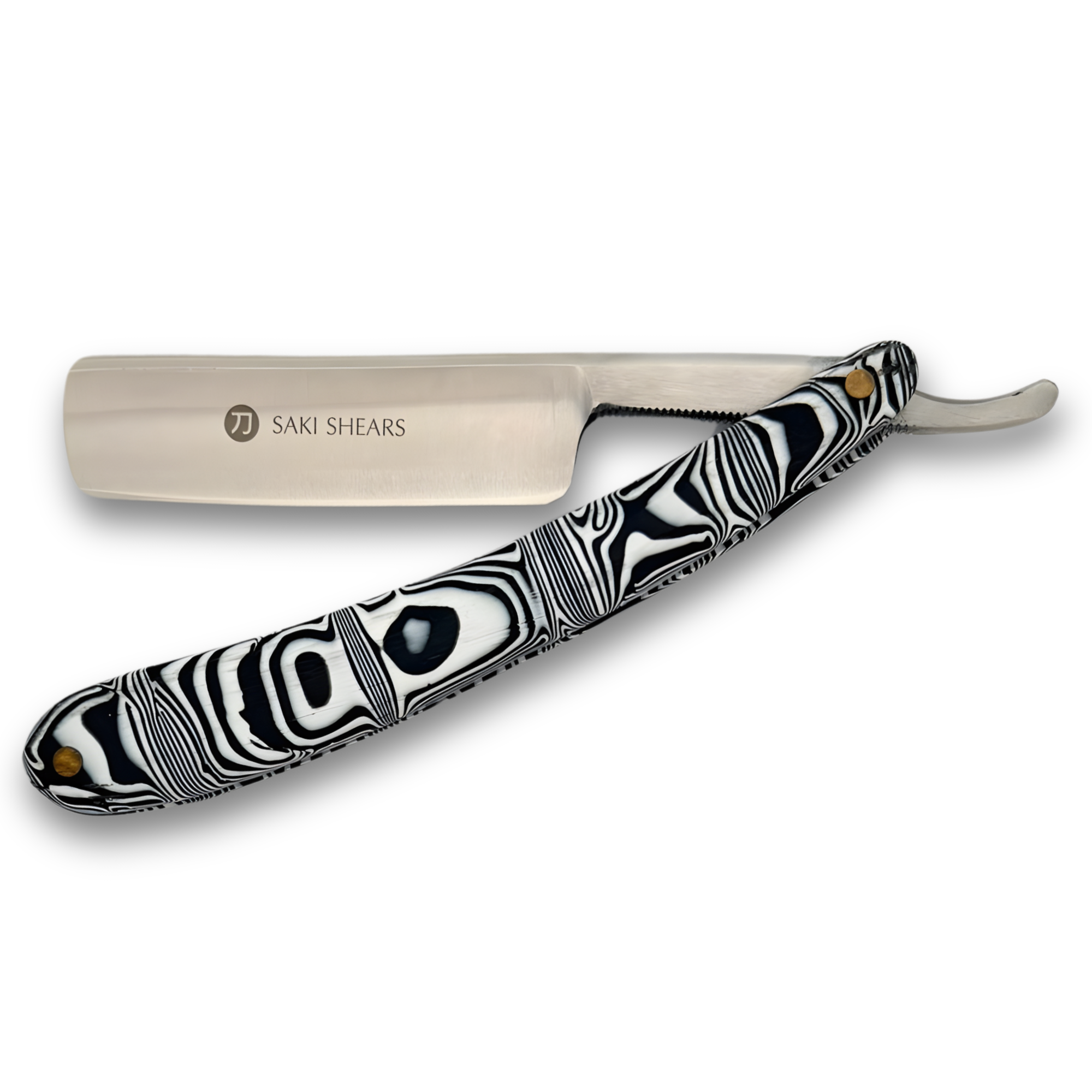 Straight Edge Shave Saki Epoxy Carbon Series - Zebra White and Black