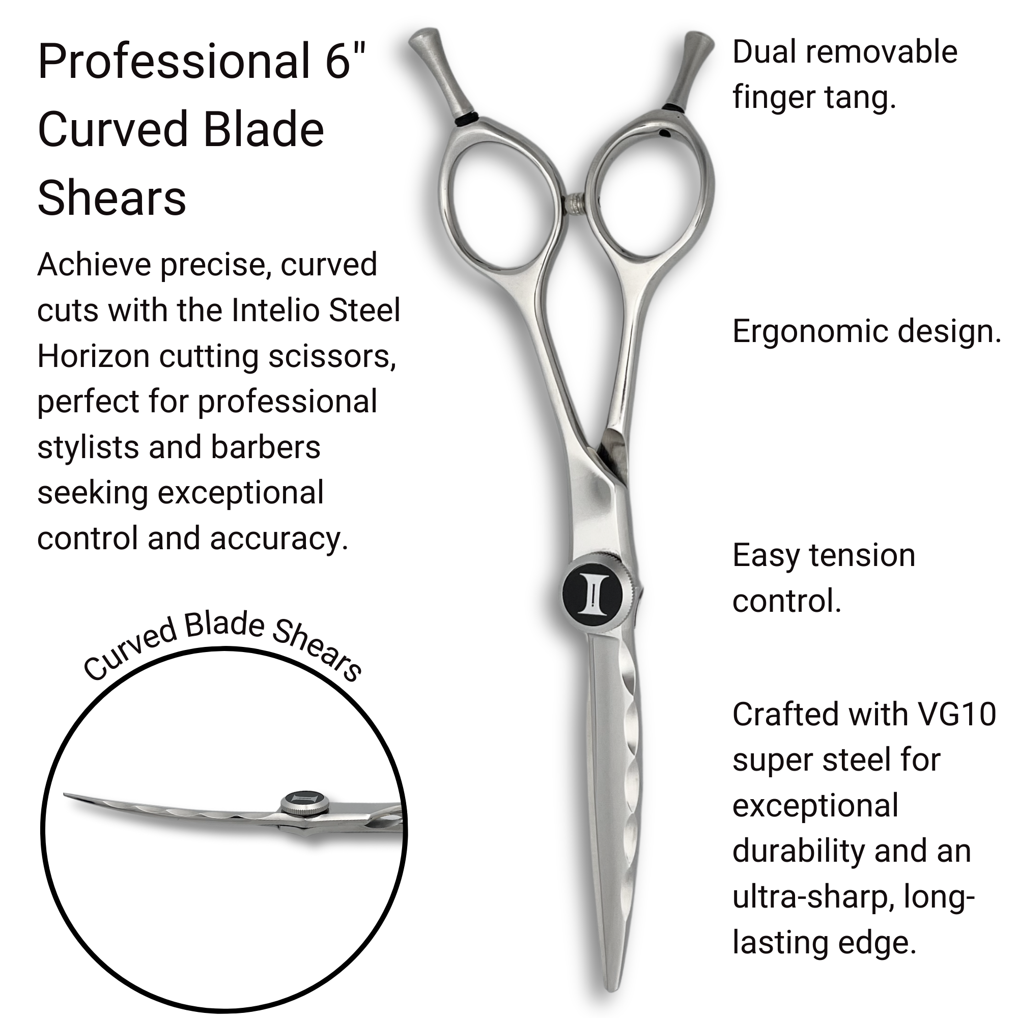 6" Curved Blade Hair Cutting Shears - Horizon