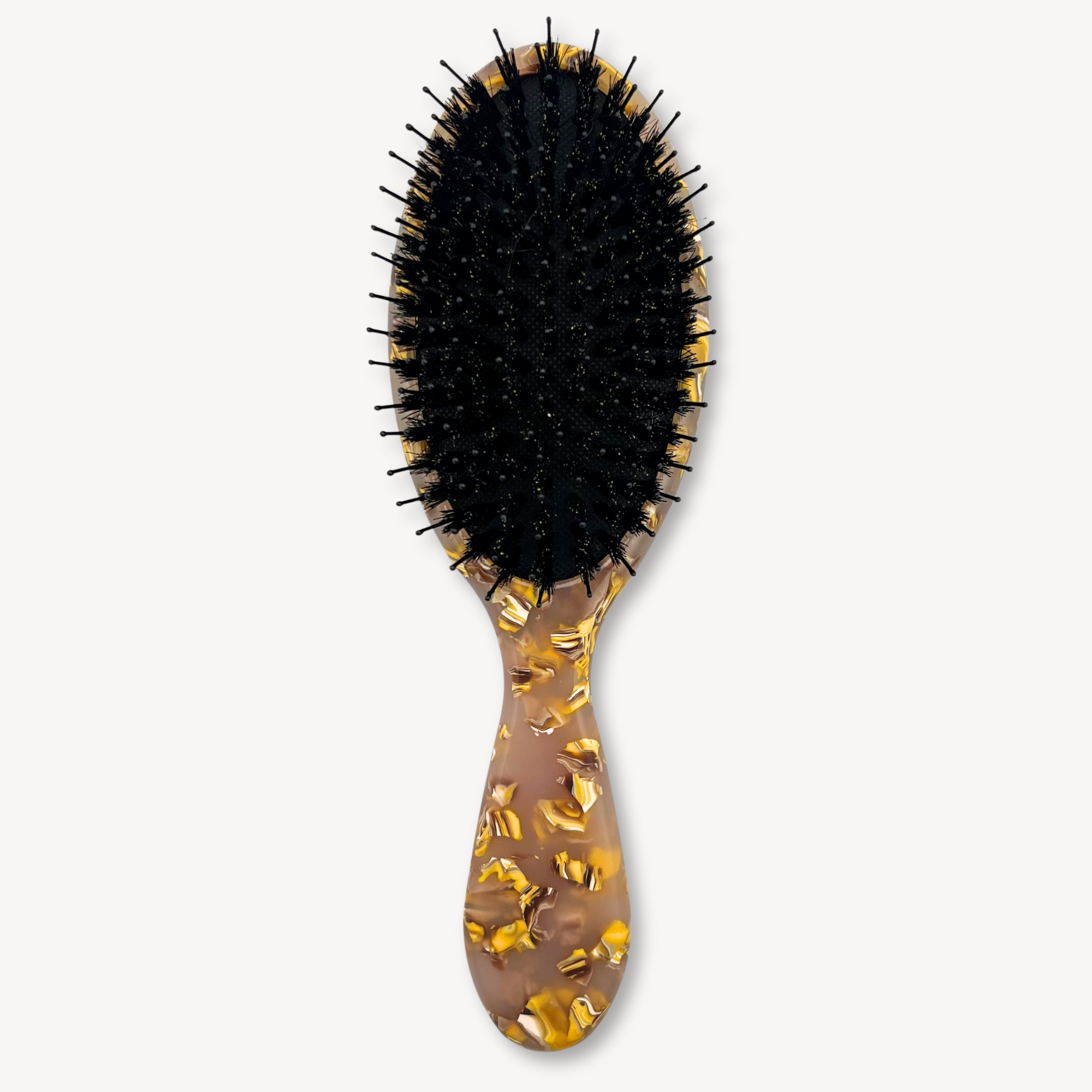 Boar Hair & Nylon Bristle Brush - Pink and Yellow