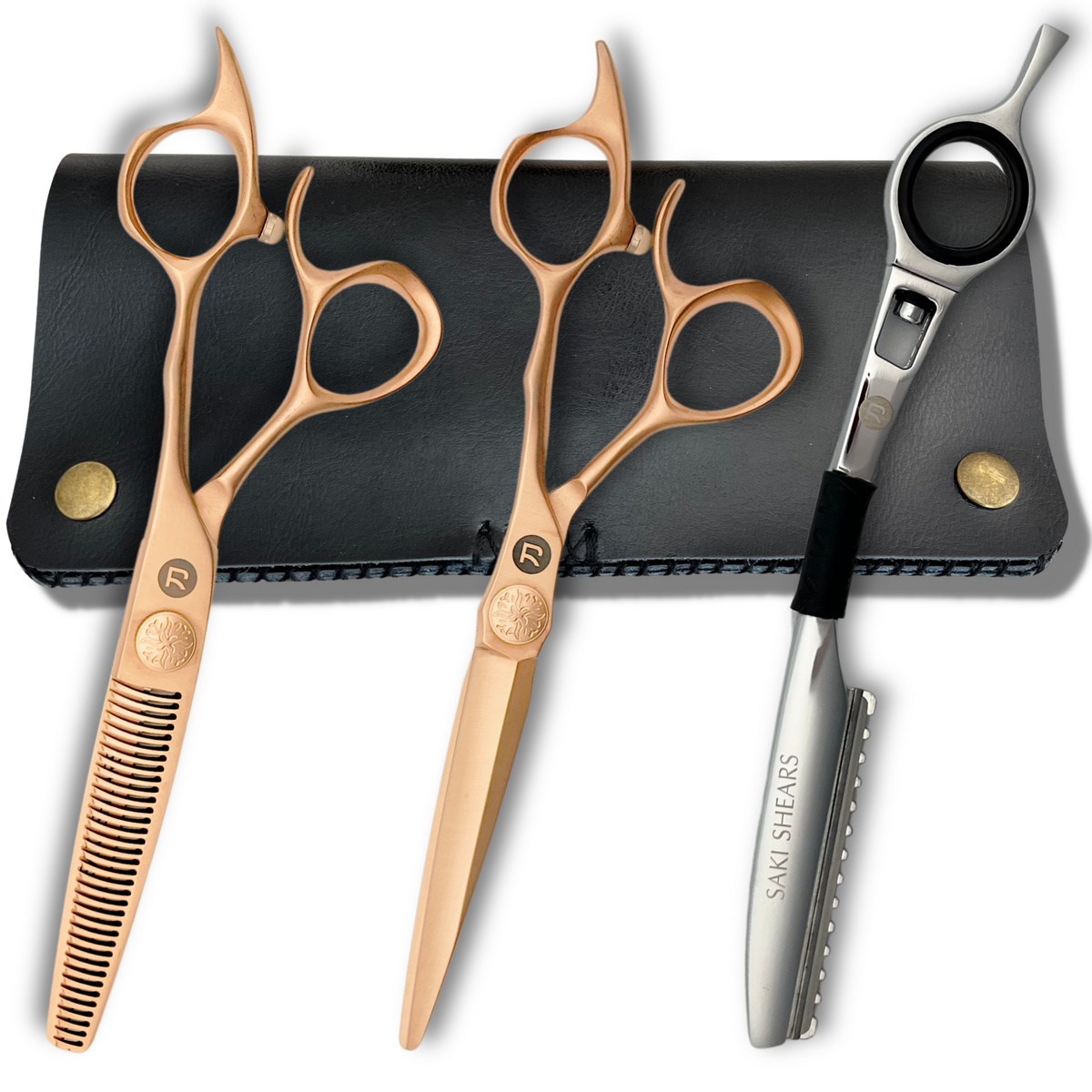 Gold Set of Hair Shears for Professional Hair Cutting