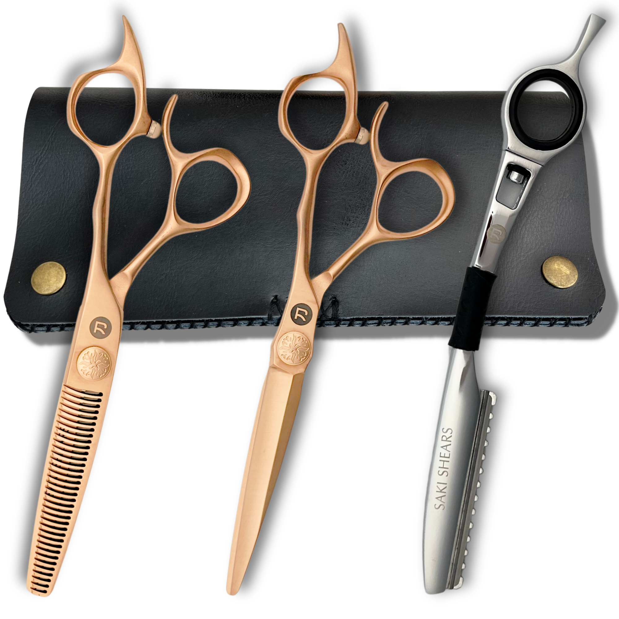 Premium Gold Hair Shears Set (Hair Cutting and Thinning Shears)