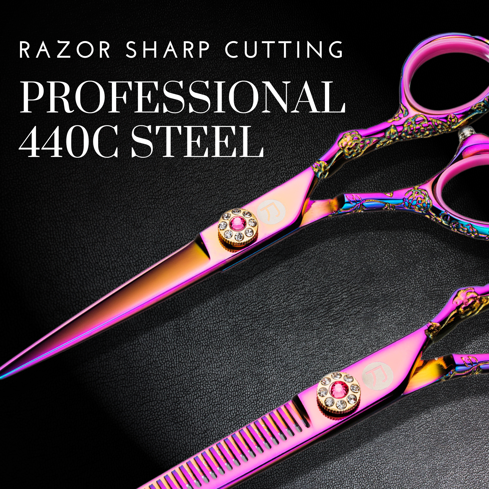 Kohana Pink Hair Shears Set (Hair Cutting and Thinning Shears) - Open Box