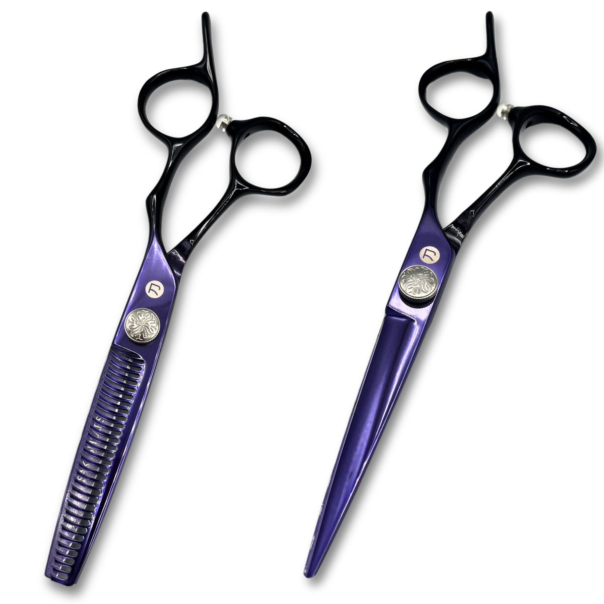 Purple Saki Nebula Hairdressing Shears Set (Hair Cutting and Thinning Shears)