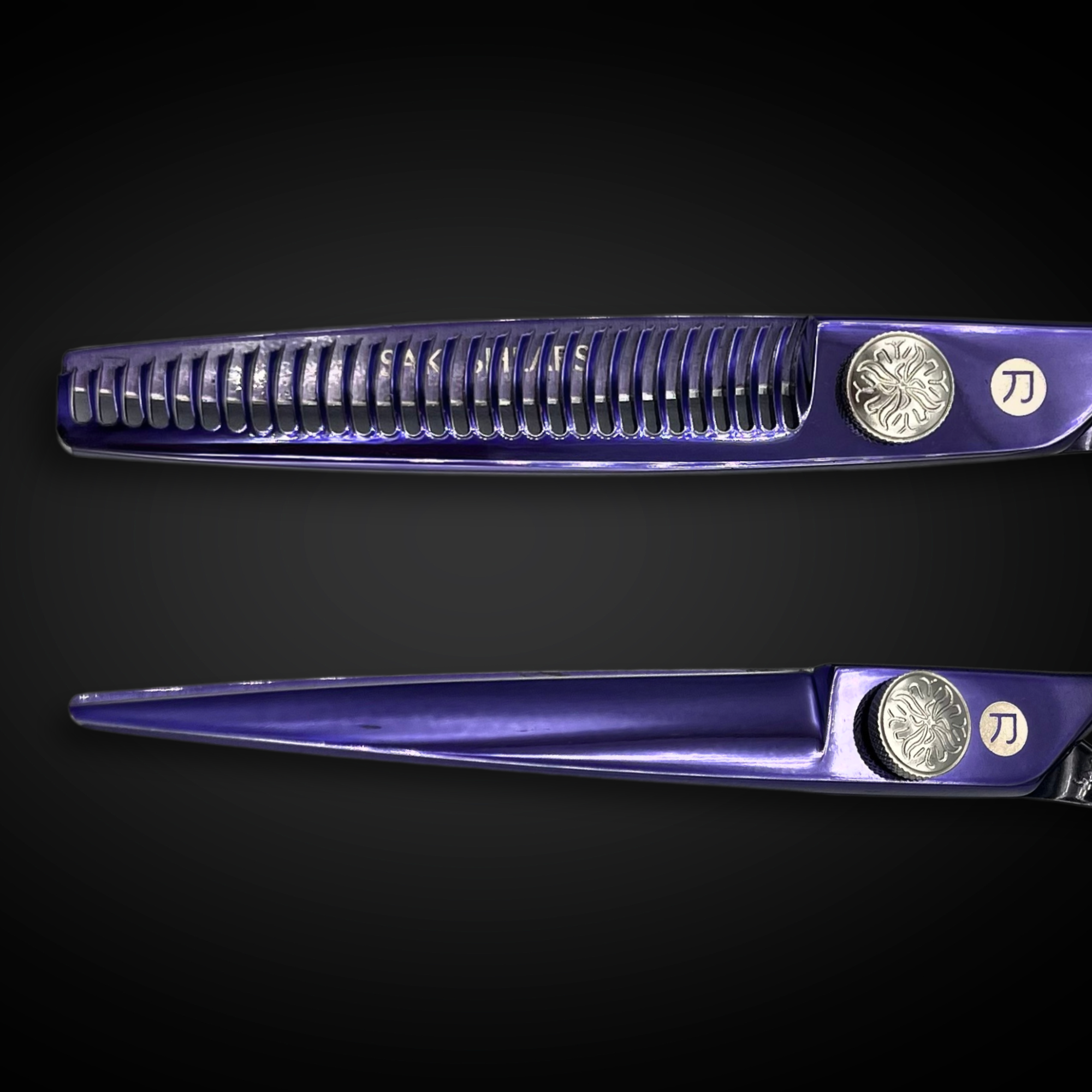 Purple Saki Nebula Hairdressing Shears Set (Hair Cutting and Thinning Shears)