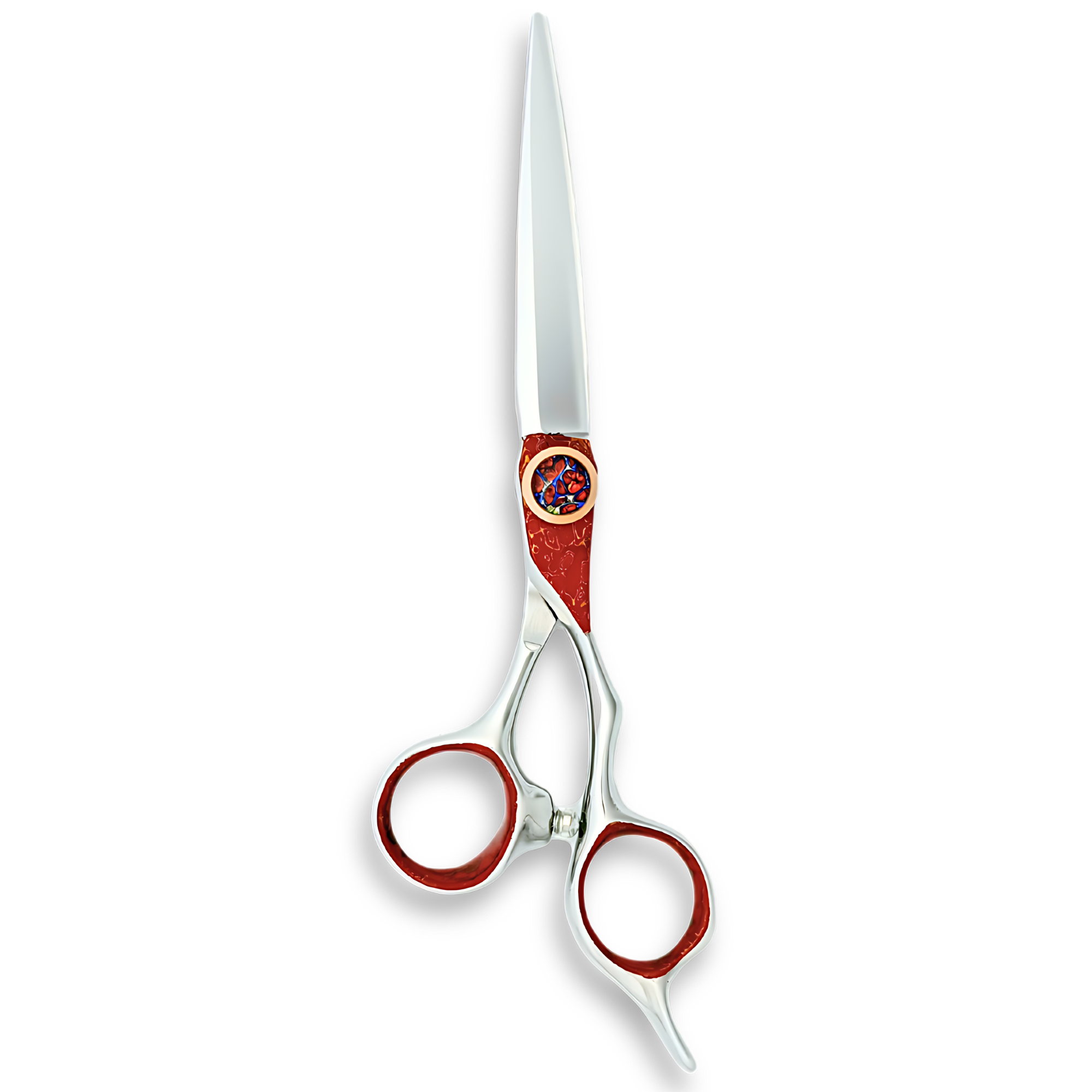 Saki 6.0" Hand Painted Cobalt Alloy Hair Cutting Shears (Red/Blue)