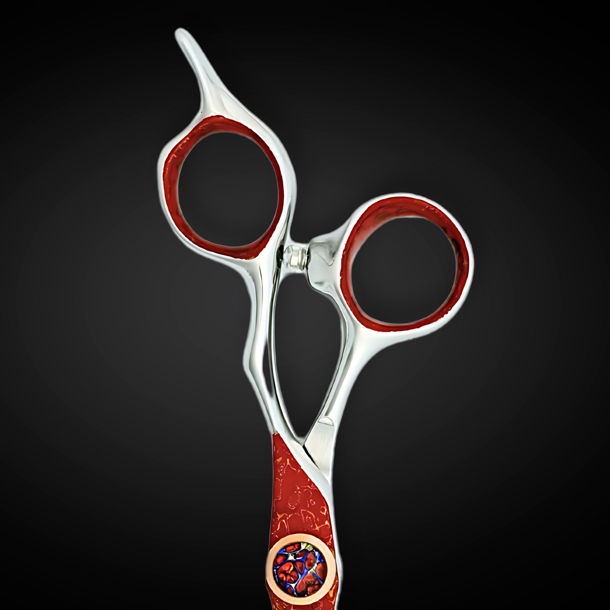 Saki 6.0" Hand Painted Cobalt Alloy Hair Cutting Shears (Red/Blue)