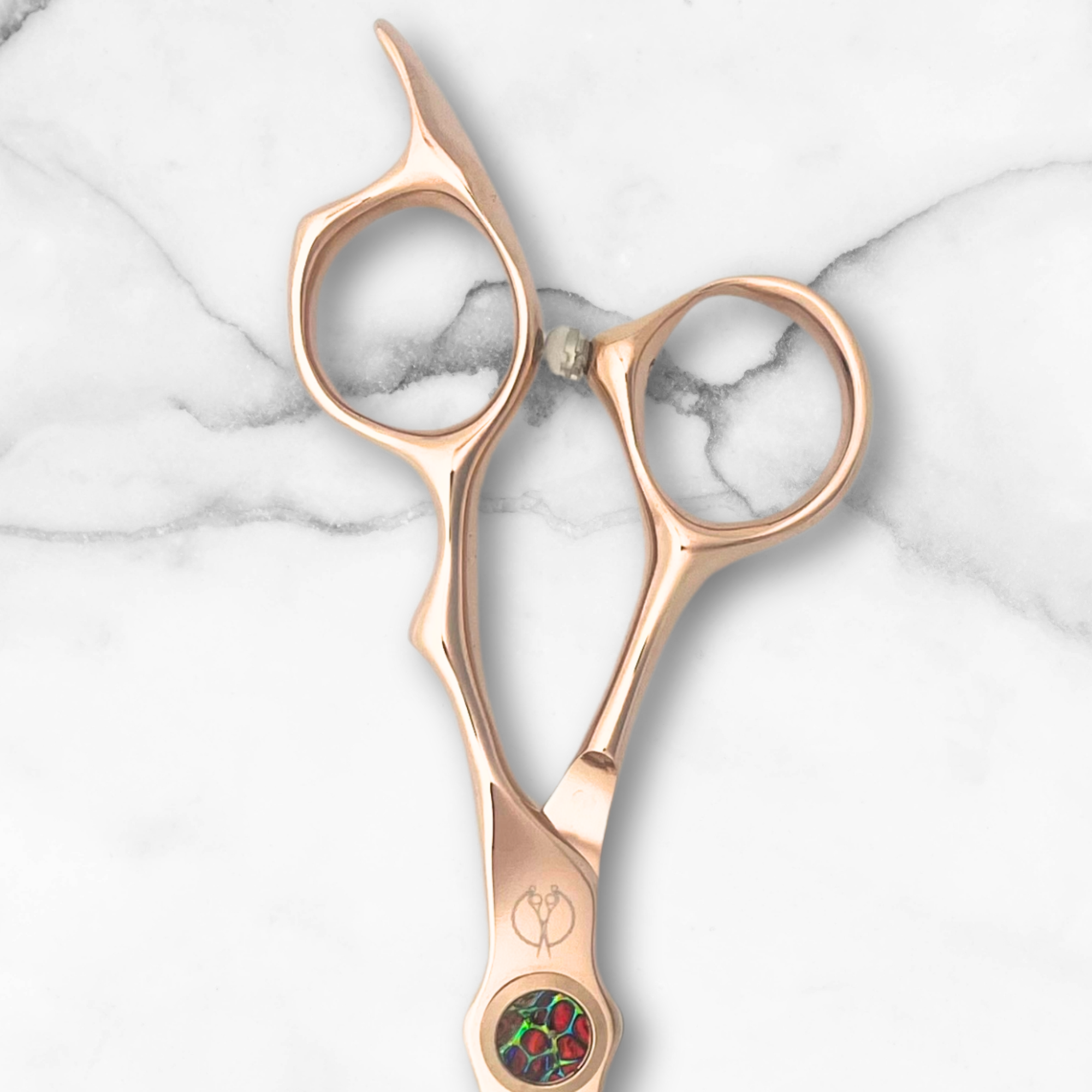 6 Inch Rose Gold Hair Cutting Scissors with Gem
