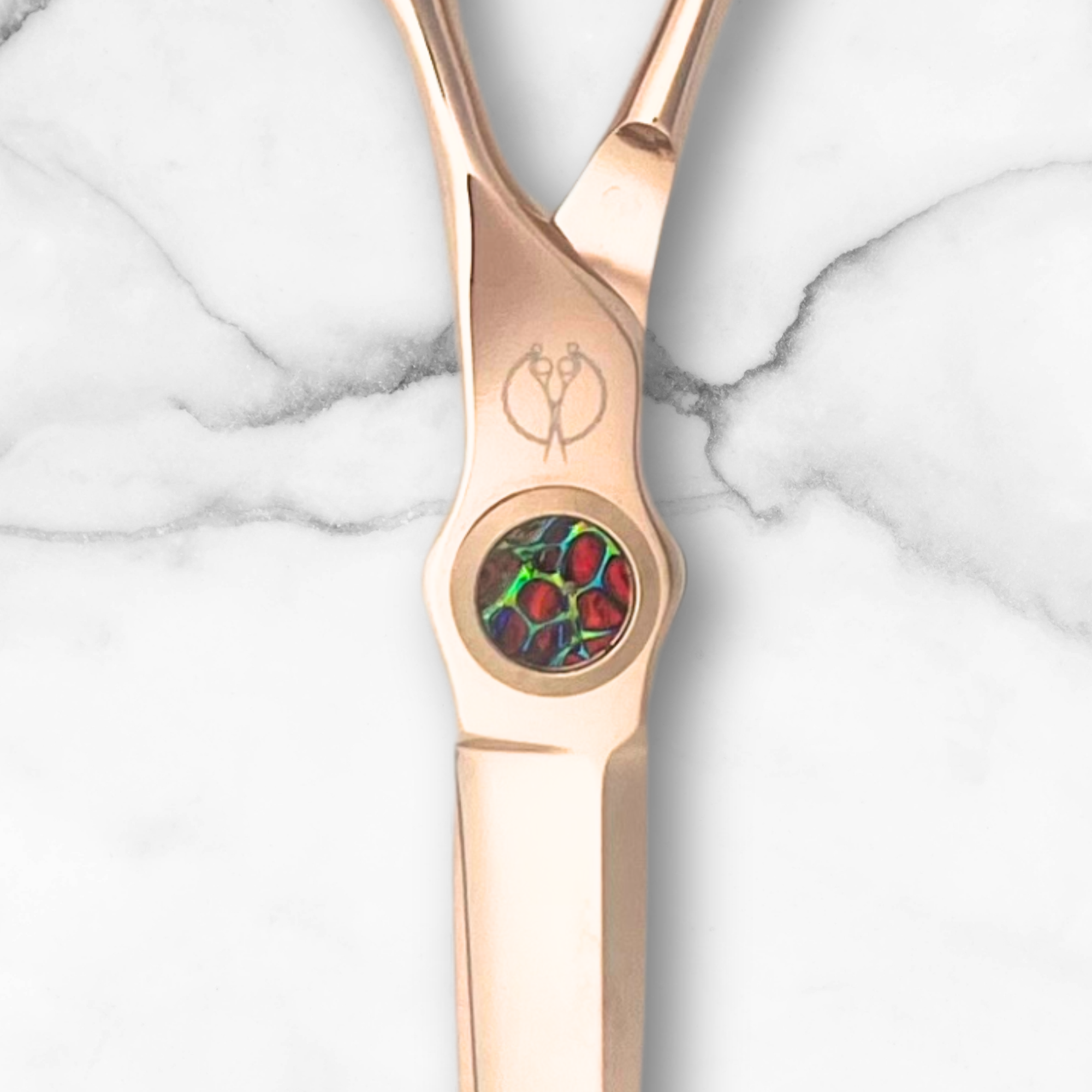 6 Inch Rose Gold Hair Cutting Scissors with Gem