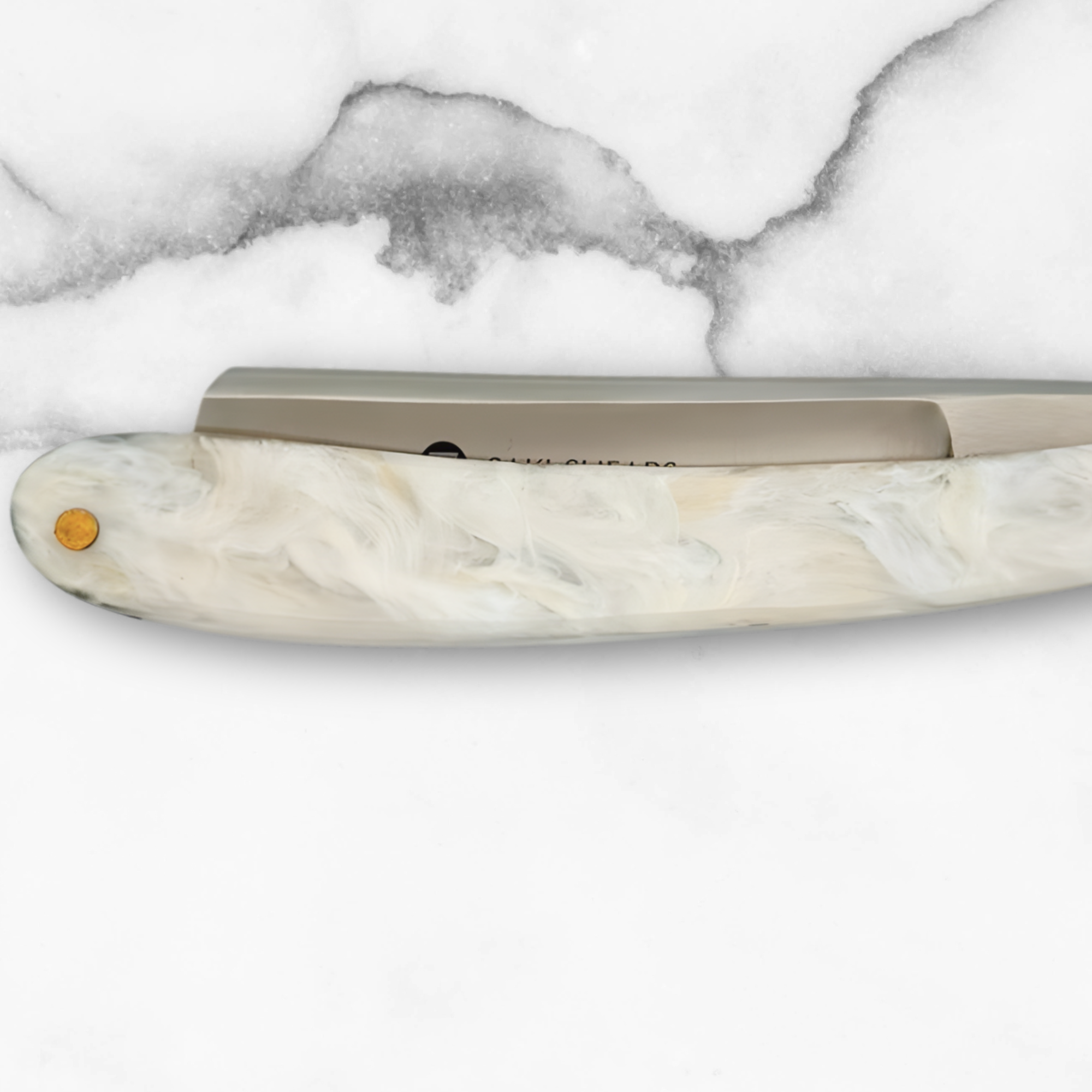 Straight Edge Shave Saki Epoxy Carbon Series - White Pearl