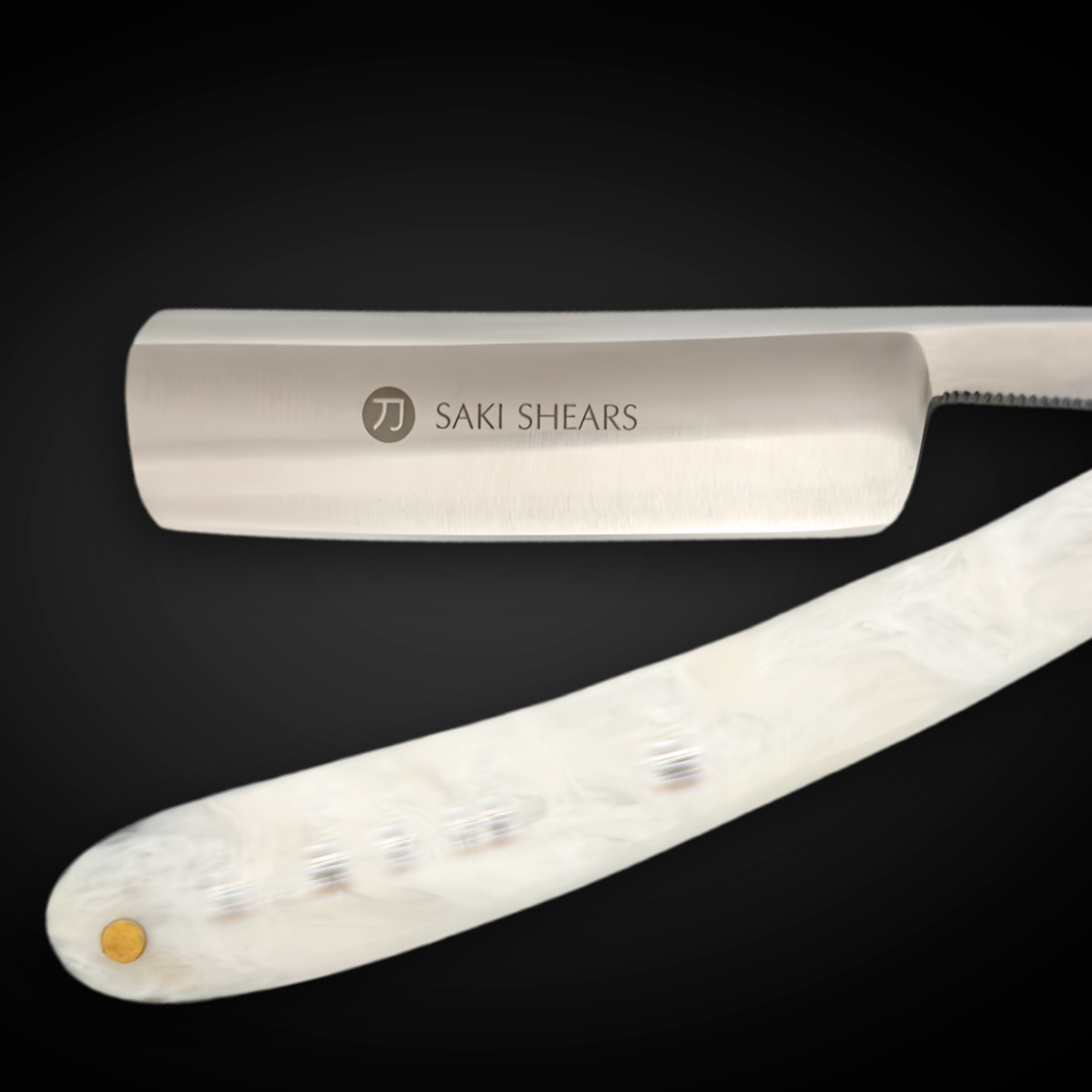 Straight Edge Shave Saki Epoxy Carbon Series - White Pearl