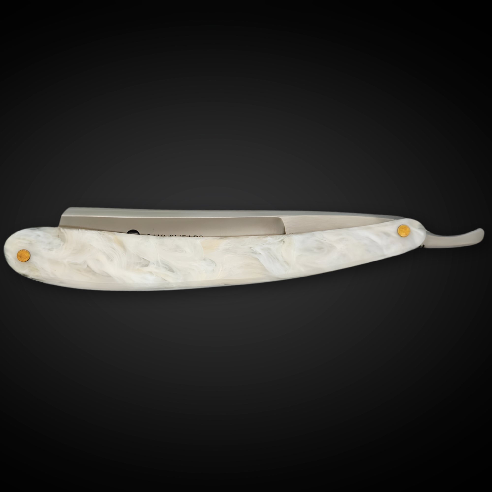Straight Edge Shave Saki Epoxy Carbon Series - White Pearl