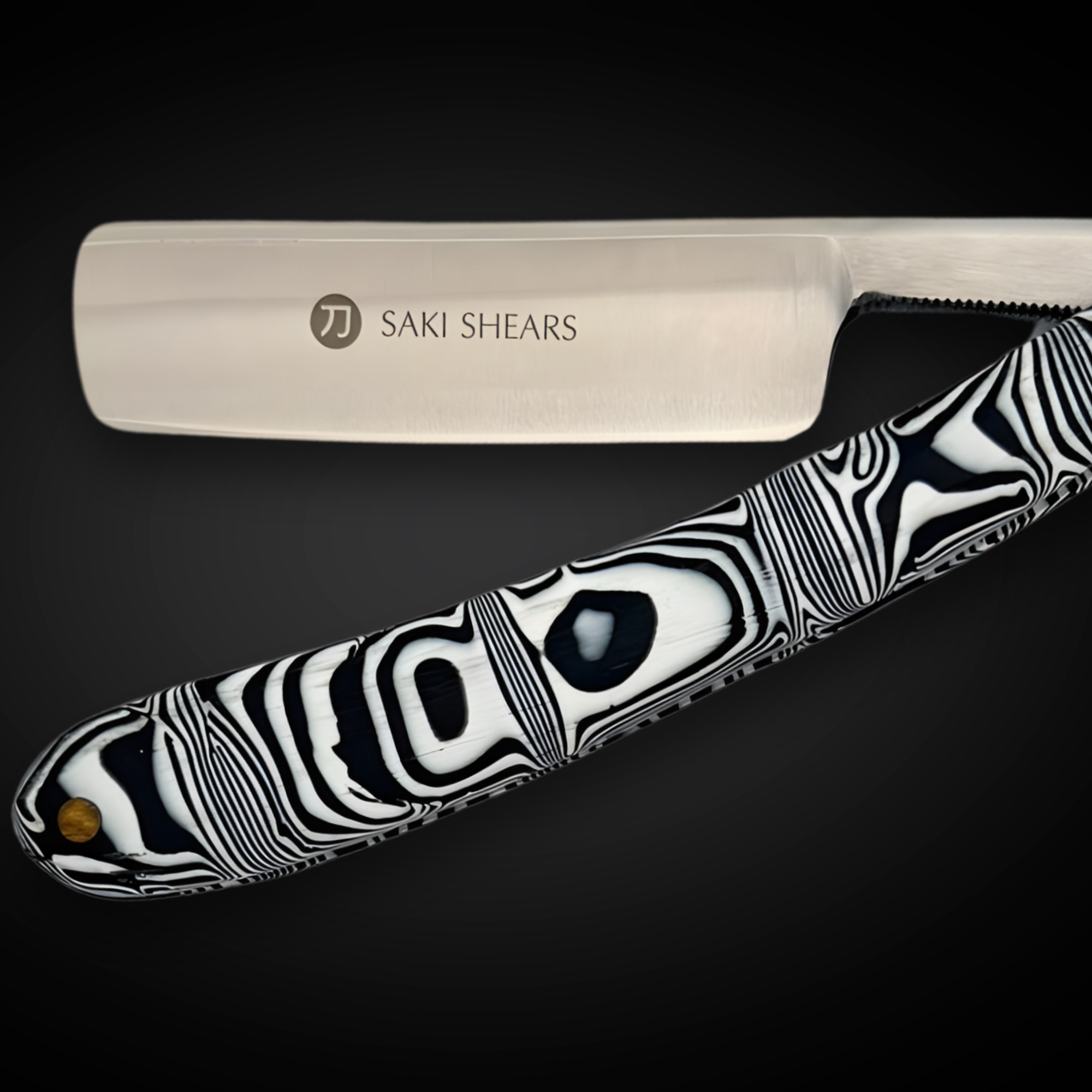 Straight Edge Shave Saki Epoxy Carbon Series - Zebra White and Black