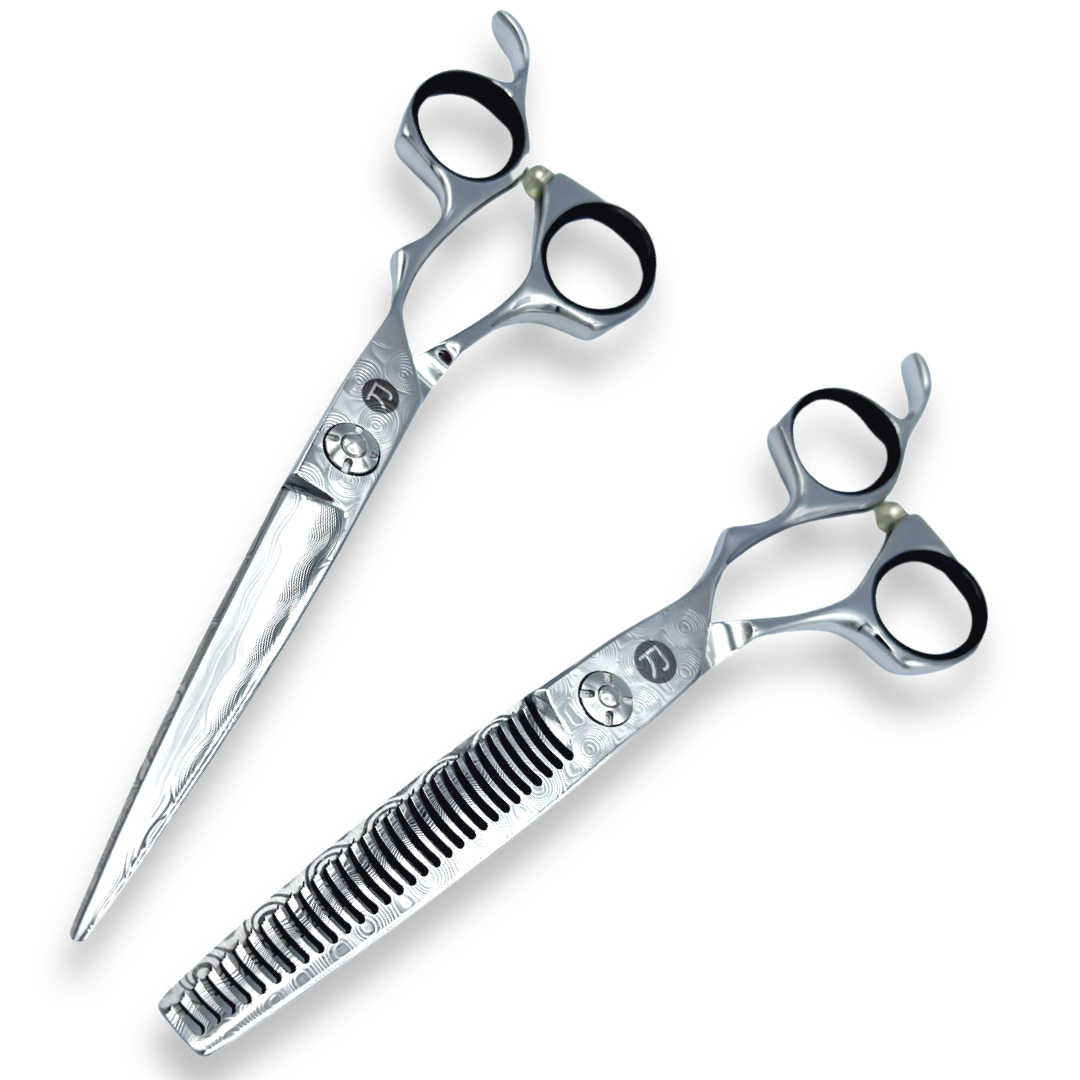 Kodachi Damascus Hair Shears Set (Hair Cutting and Thinning Shears)