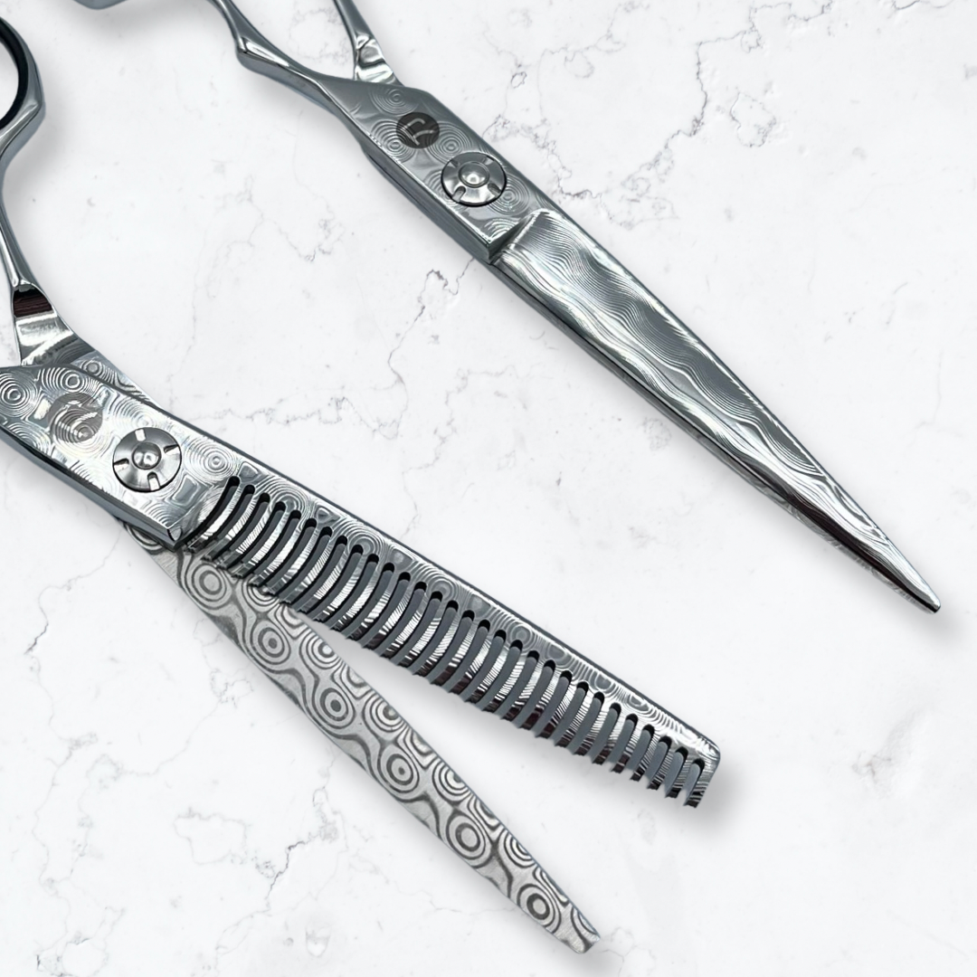 Kodachi Damascus Hair Shears Set (Hair Cutting and Thinning Shears)