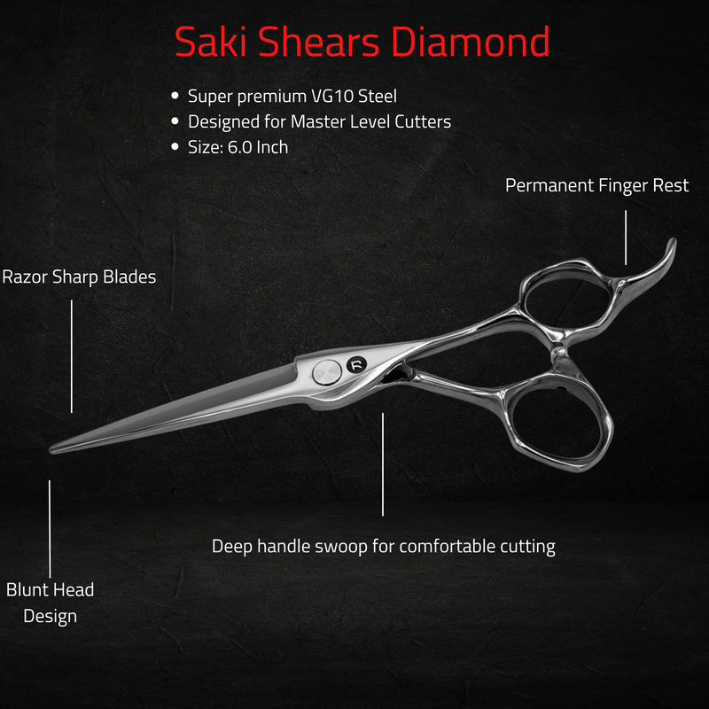 Saki Shears Diamond Hair Shears 6 Inch VG10 Barber Scissors