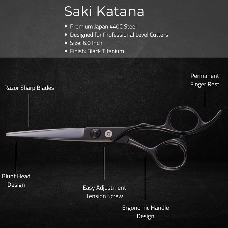 Black Hair Shears for Professional Hair Cut - Saki Katana – Saki Shears